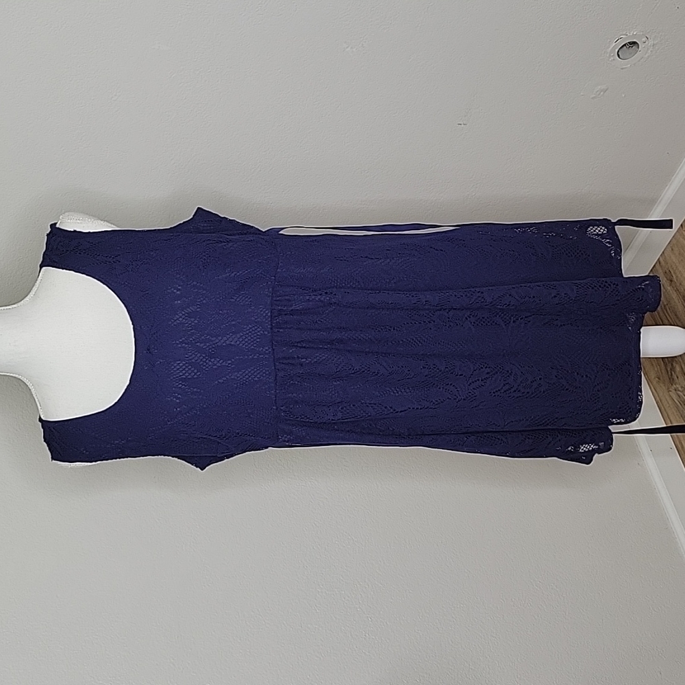 Oh Baby by Motherhood Blue Sleeveless Lace Over Lay Maternity Dress - Picture 4 of 11